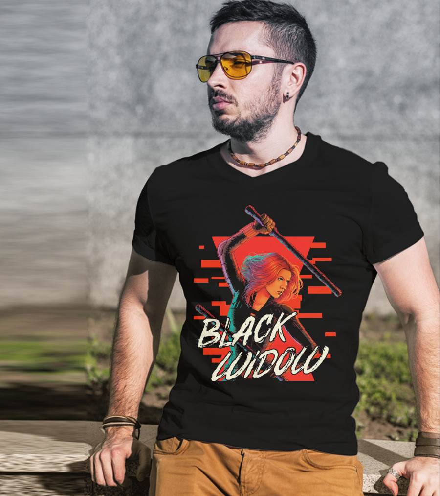Marvel Black Widow Dynamic Action Pose T-Shirt