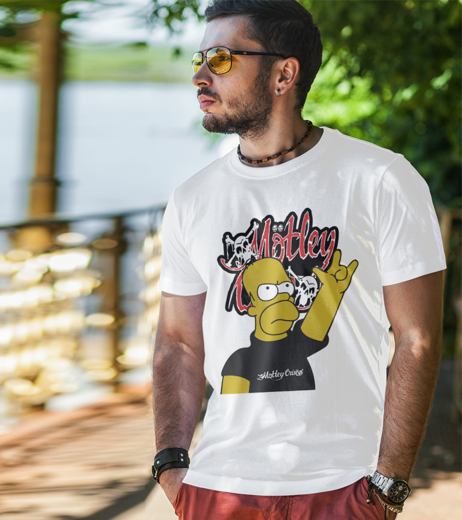 Homer Simpson Motley Crue Rock Salute T-Shirt