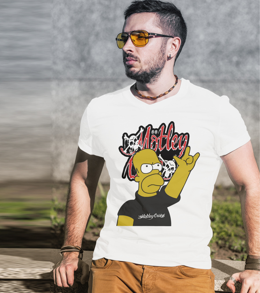 Homer Simpson Motley Crue Rock Salute T-Shirt