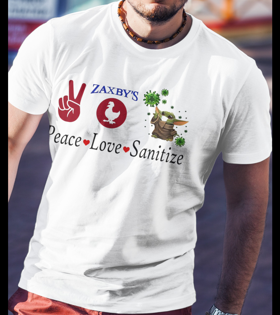 Zaxby's Peace Love Sanitize Baby Yoda T-Shirt