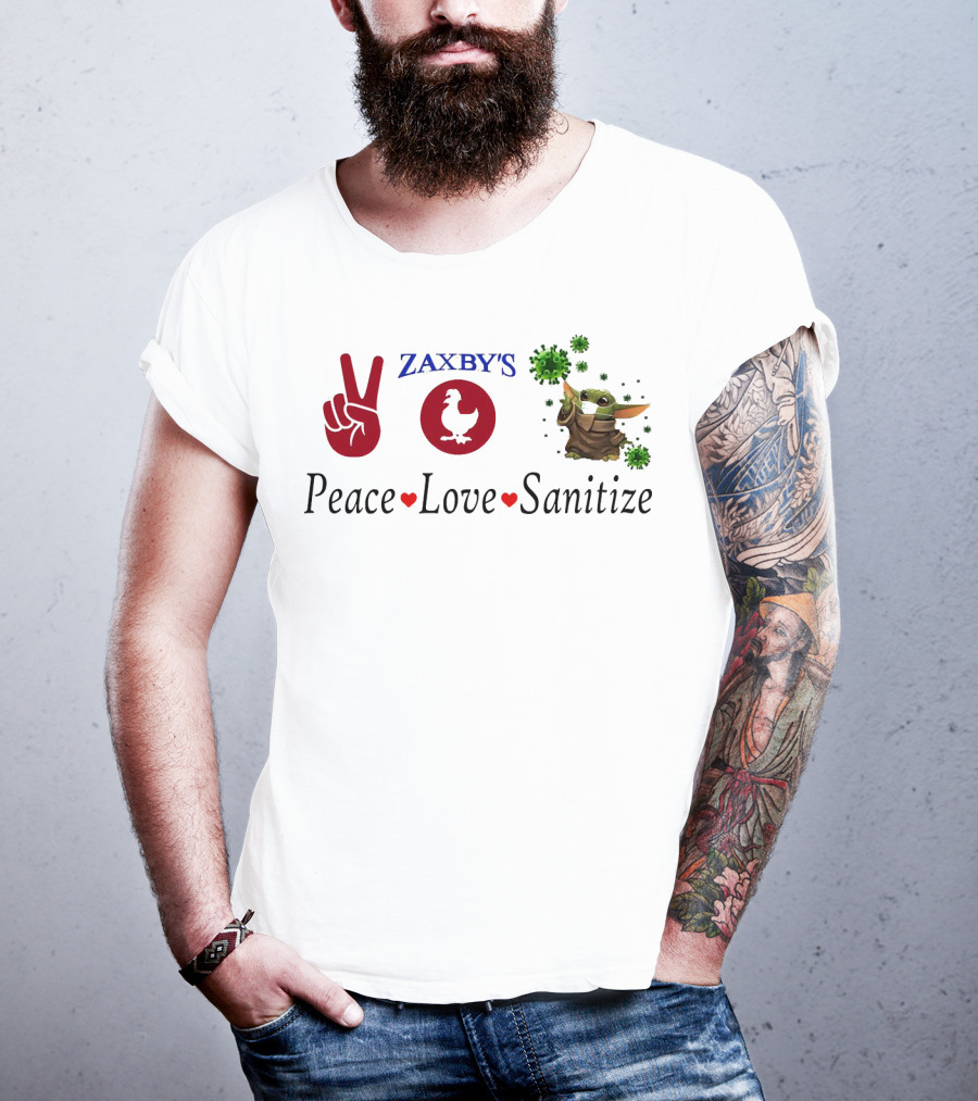 Zaxby's Peace Love Sanitize Baby Yoda T-Shirt