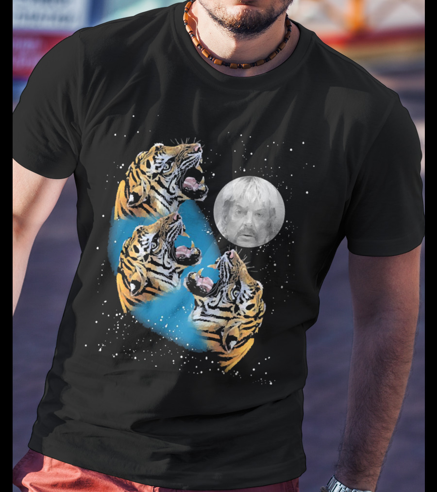 Joe Exotic Moon Three Tiger King Roaring Tiger Ladies T-Shirt