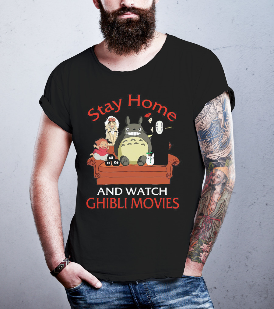 Stay Home And Watch Ghibli Movies Totoro No Face Characters Couch T-Shirt