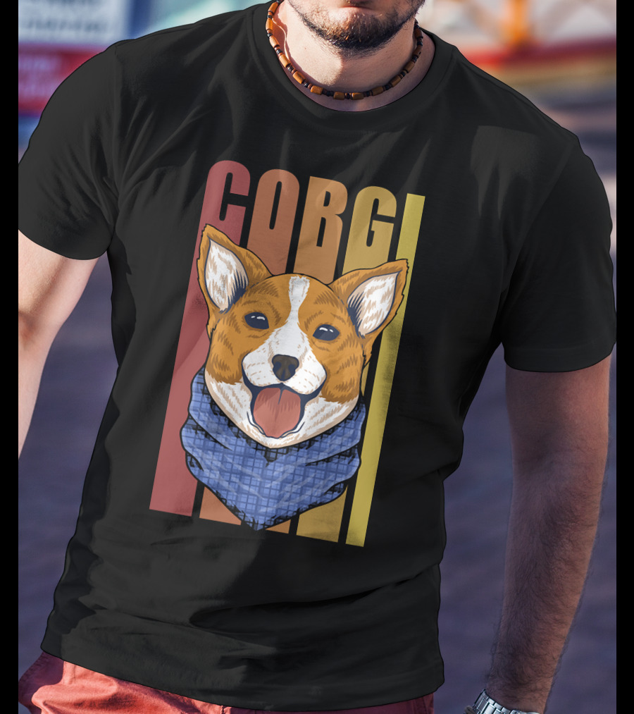 Corgi Dog Bandana Retro 158 T-Shirt