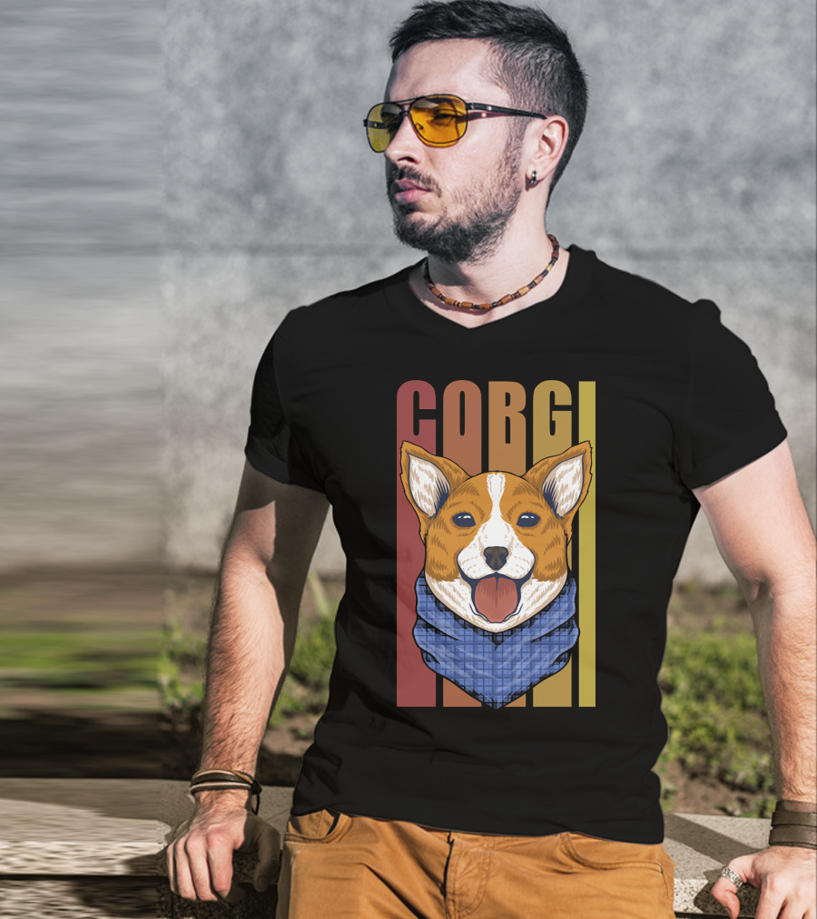 Corgi Dog Bandana Retro 158 T-Shirt