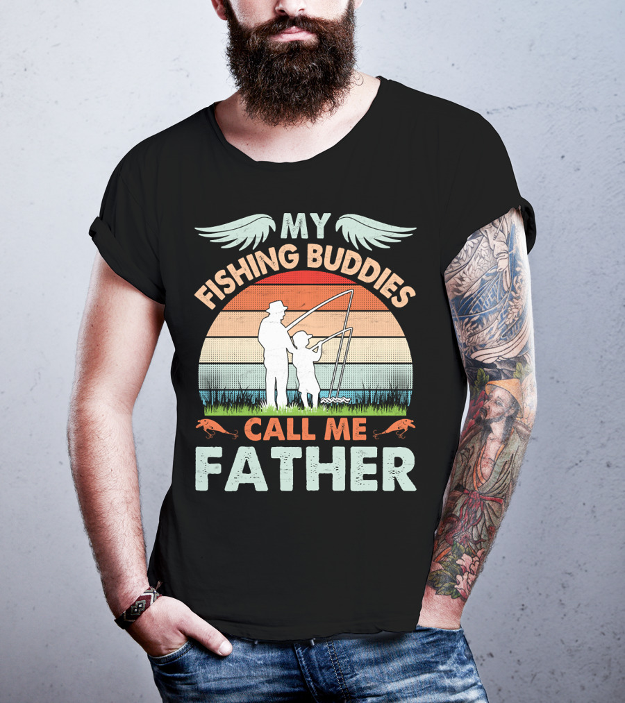 My Fishing Buddies Call Me Father Retro Sunset T-Shirt