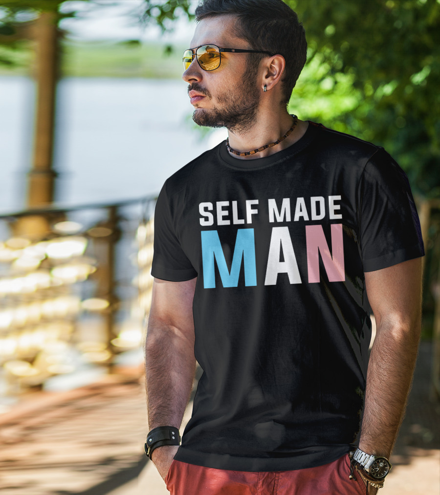 Self Made Man Transgender Pride Blue Pink White T-Shirt
