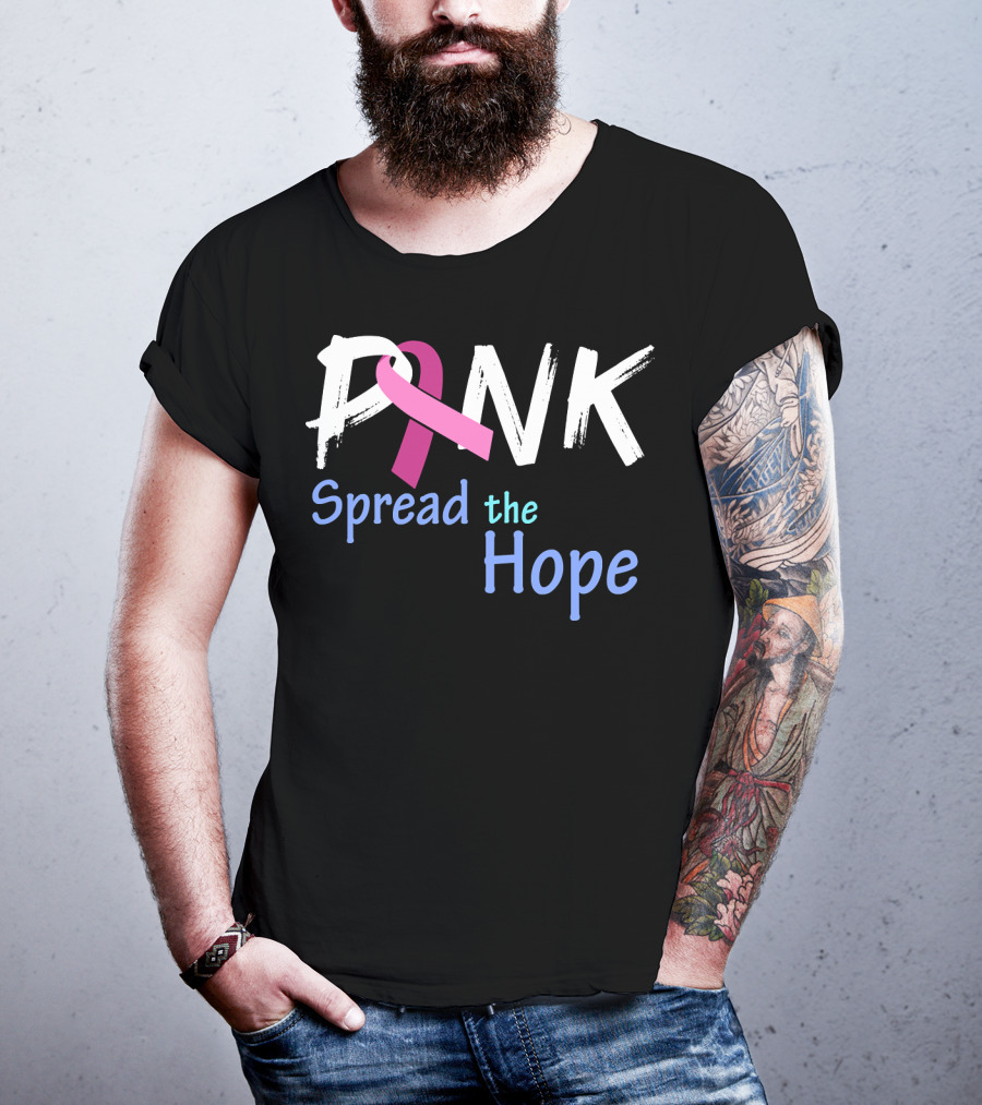 Pink Ribbon Spread The Hope Breast Cancer Awareness Support T-Shirt