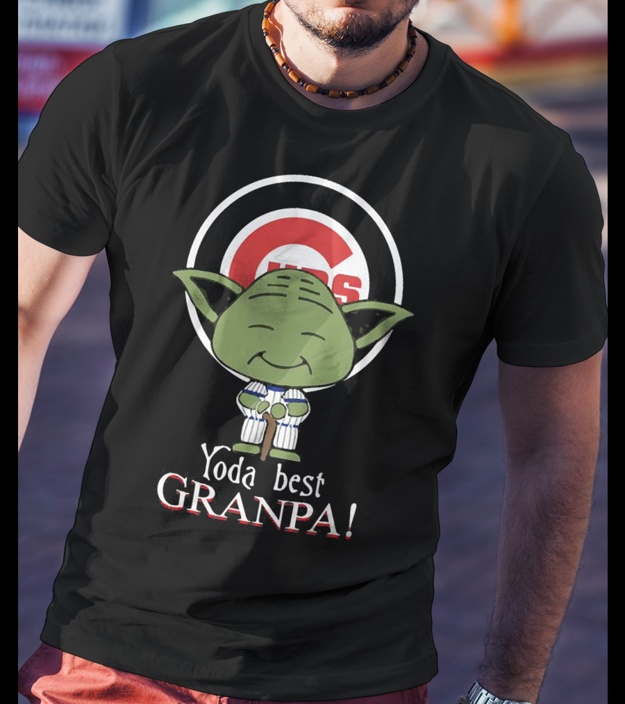 Chicago Cubs Yoda Best Granpa Iconic Logo Fan Favorite T-Shirt