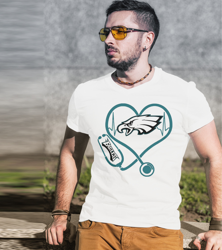Stethoscopes Heartbeat Philadelphia Eagles T-Shirt