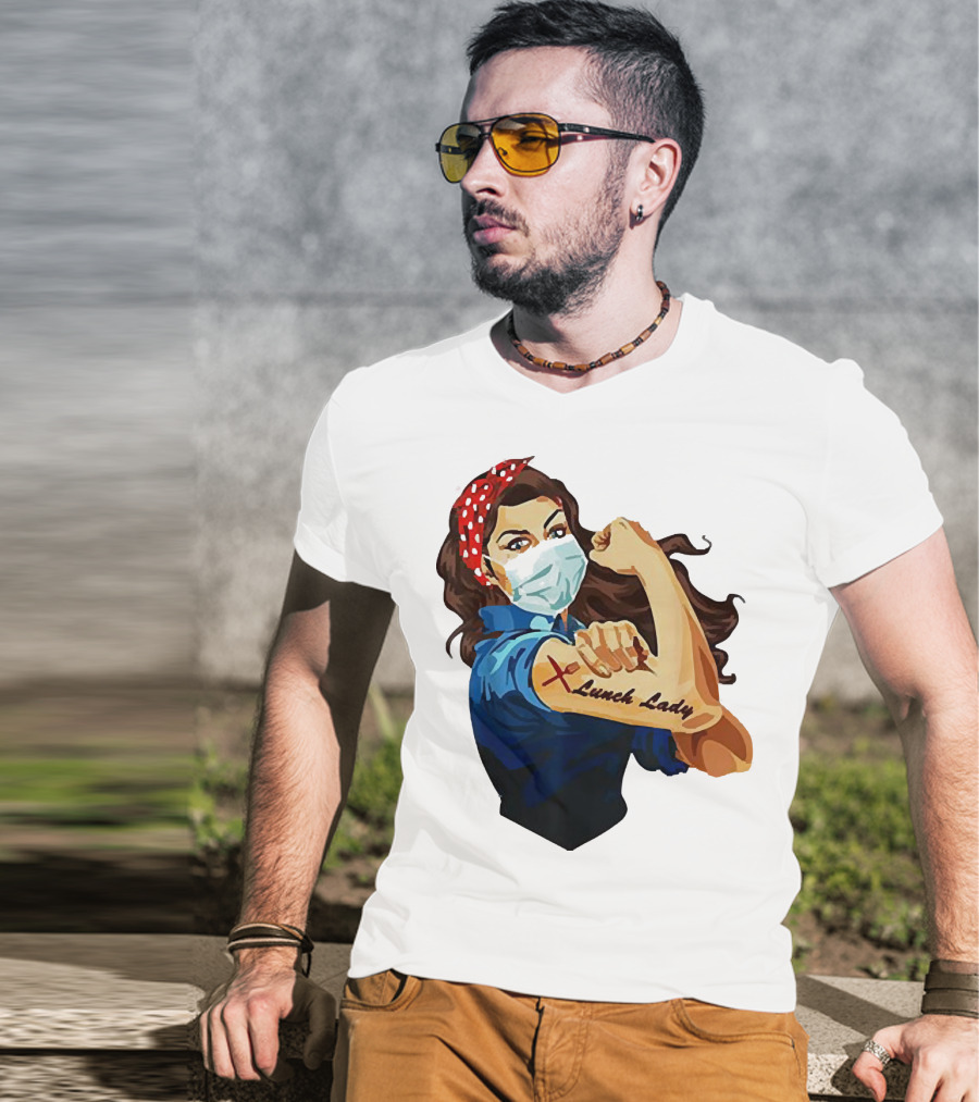 Strong Woman Masked Tattoo Lunch Lady Empowerment T-Shirt