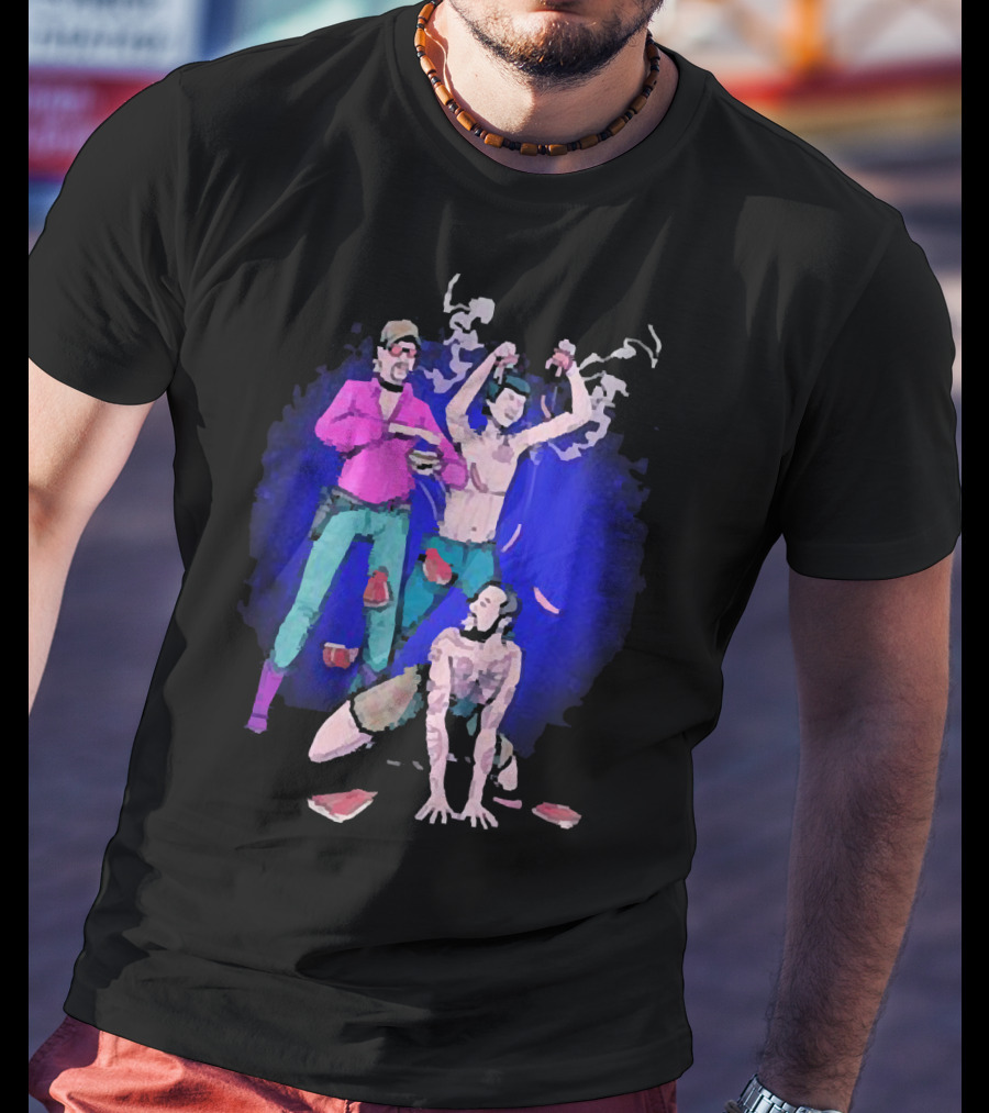 Expired Meat Honeymoon Fine Tattooed Figures In Dance With Floating Meat T-Shirt