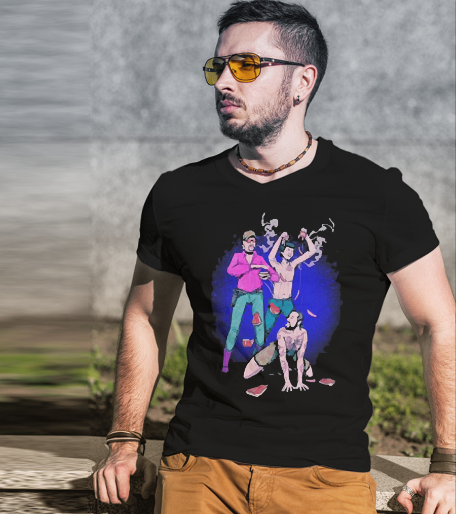 Expired Meat Honeymoon Fine Tattooed Figures In Dance With Floating Meat T-Shirt