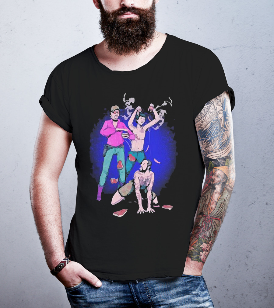 Expired Meat Honeymoon Fine Tattooed Figures In Dance With Floating Meat T-Shirt