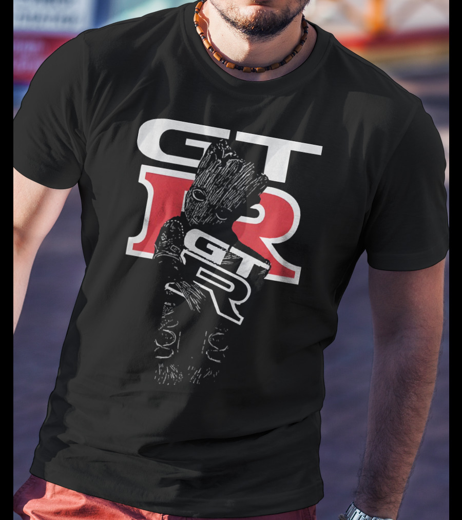 Marvel Baby Groot Holding GTR Racing Emblem T-Shirt