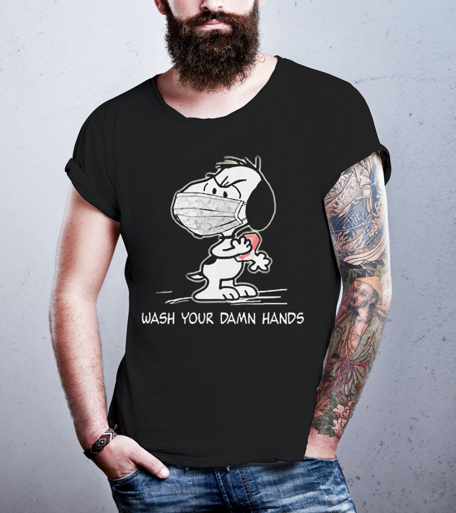 Snoopy Masked Wash Your Damn Hands T-Shirt