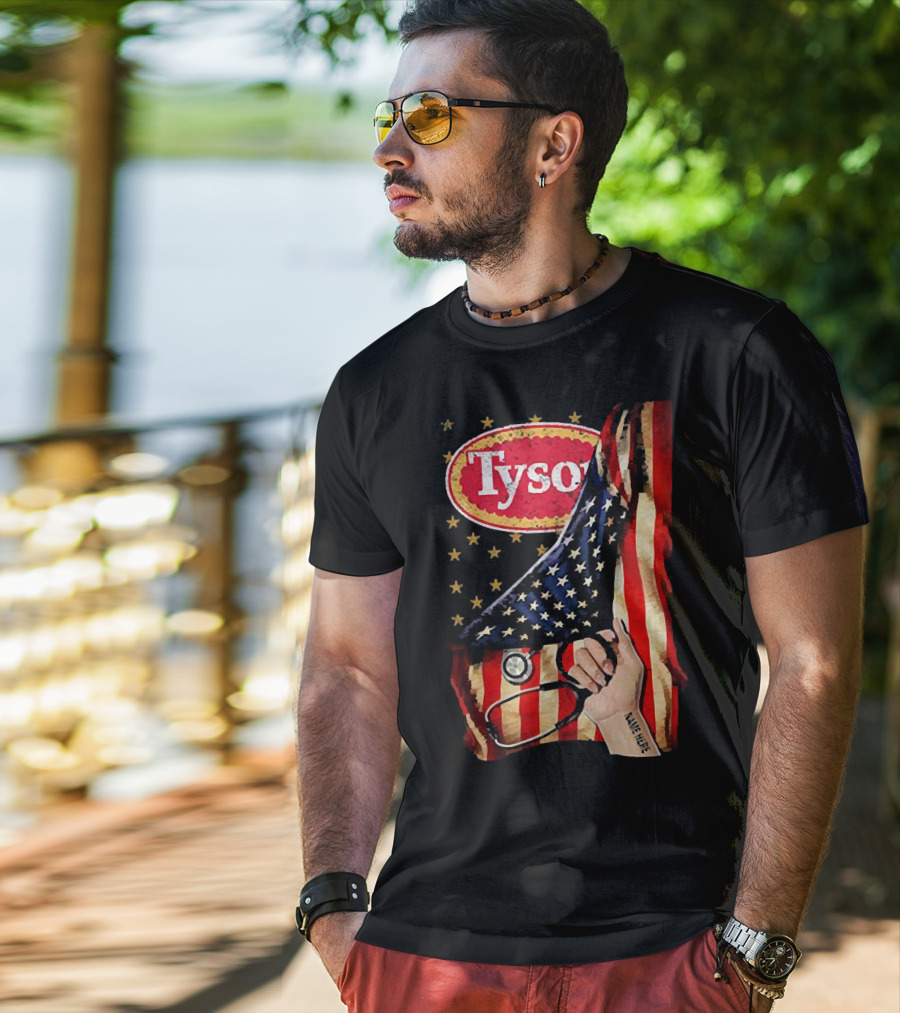 Tyson Foods American Flag Tattoo Sleeve T-Shirt