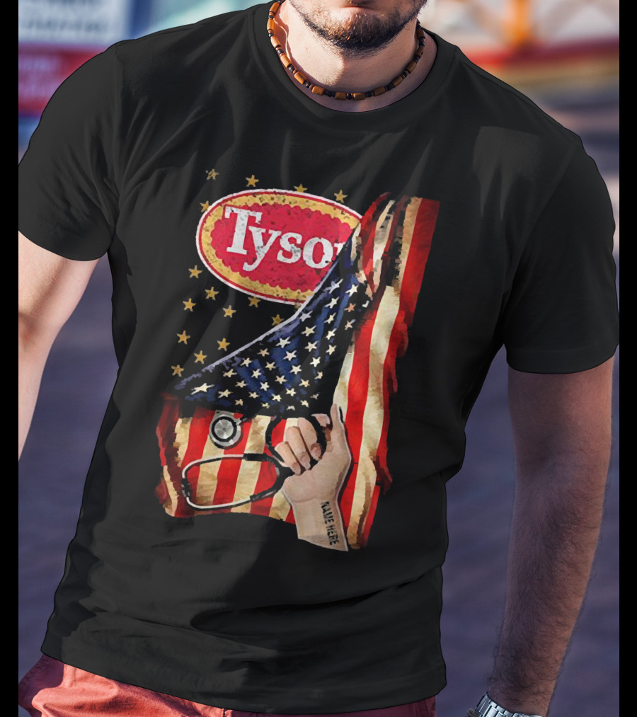 Tyson Foods American Flag Tattoo Sleeve T-Shirt