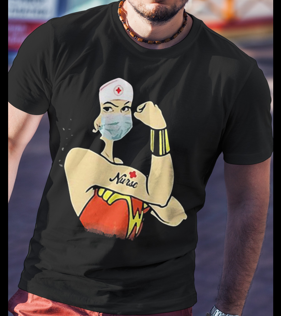 Wonder Woman Nurse Masked Tattoo Flexing T-Shirt