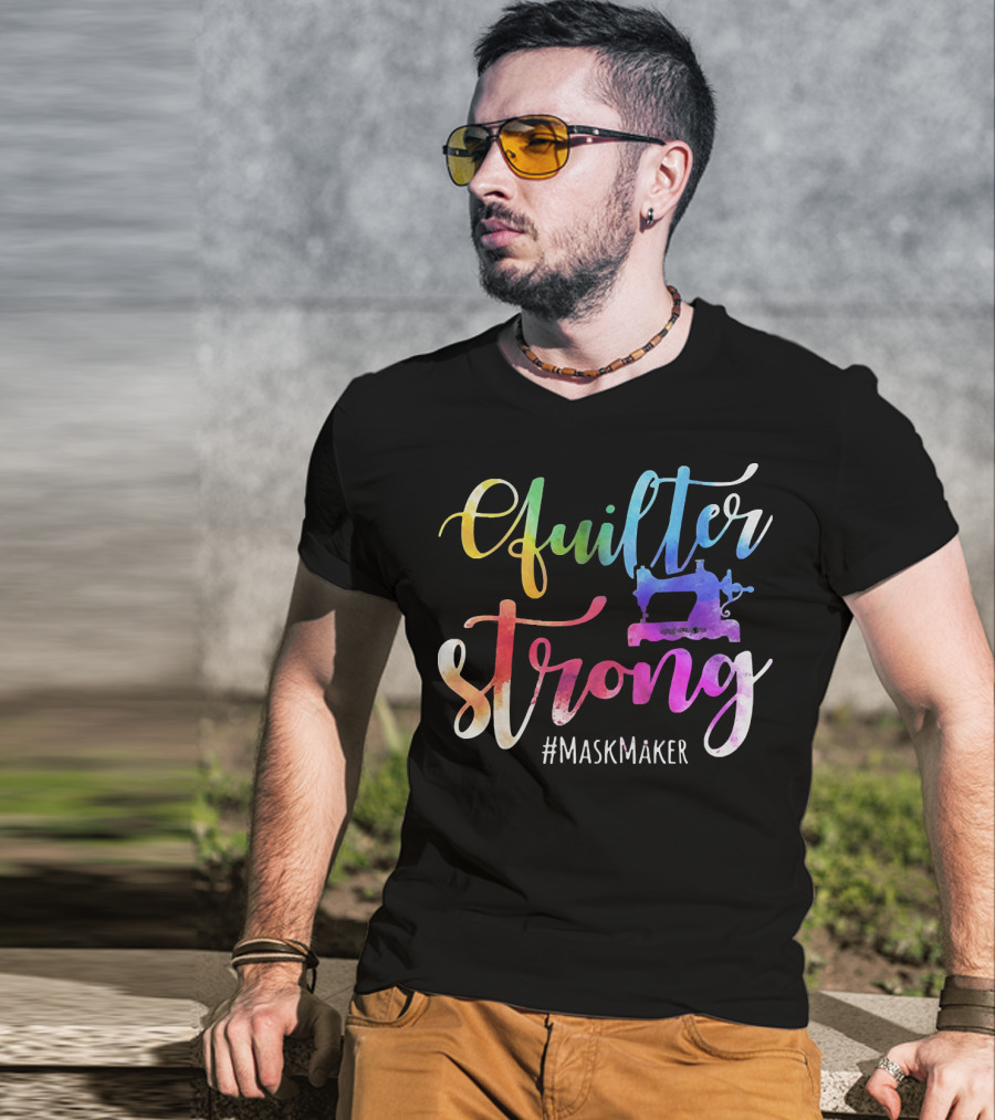 Quilter Strong MaskMaker Sewing Machine Rainbow T-Shirt