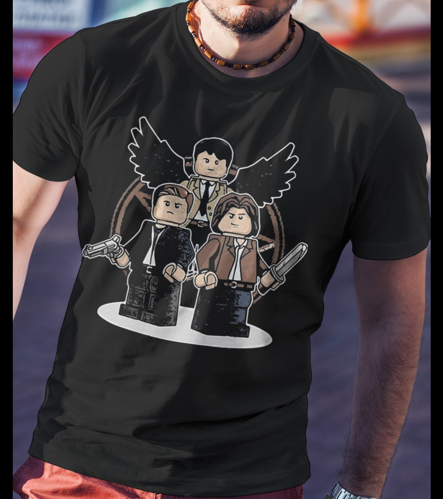 Supernatural Dean Sam Lego Characters With Angel Wings T-Shirt