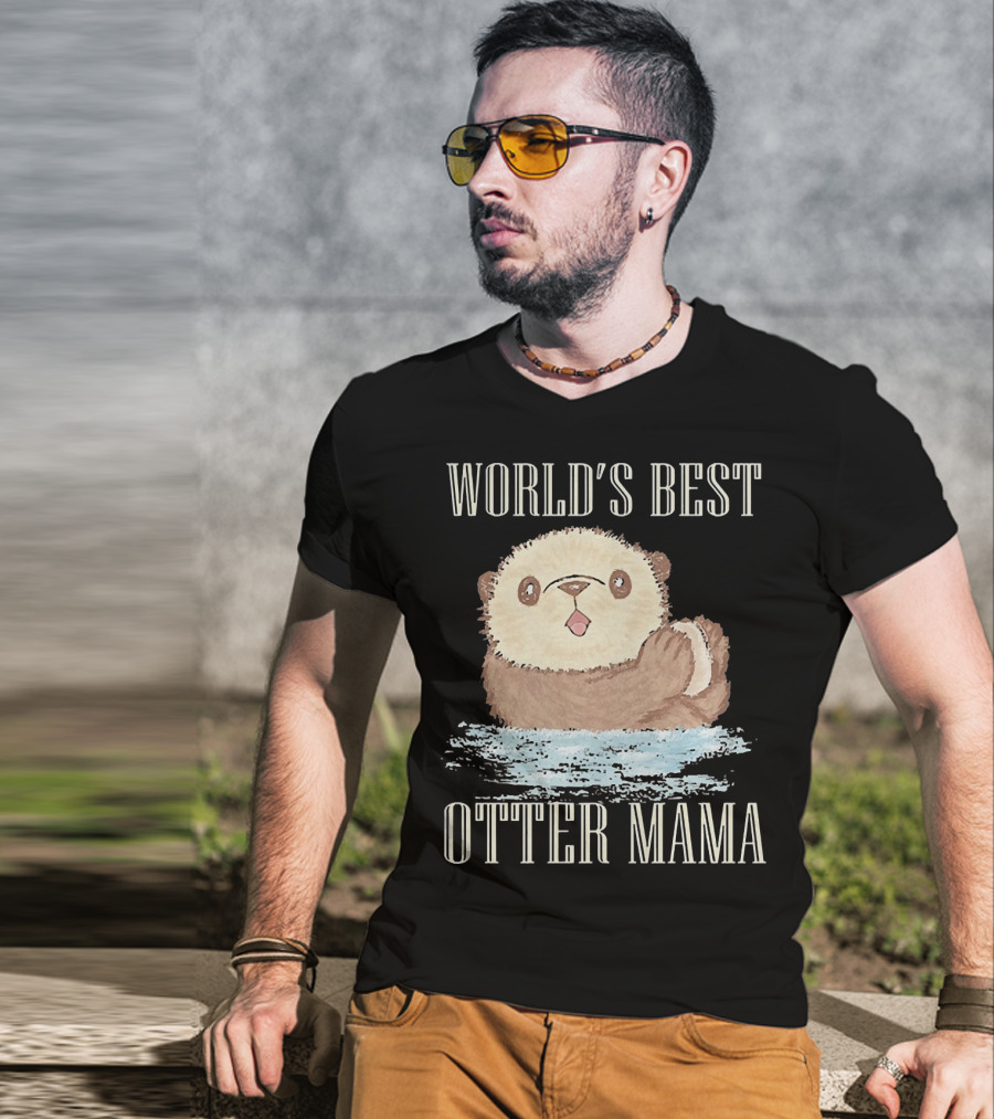 World's Best Otter Mama Cute Watercolor Otter T-Shirt