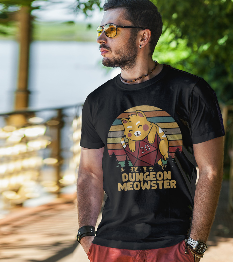 Dungeon Meowster Cat With D20 Dice T-Shirt