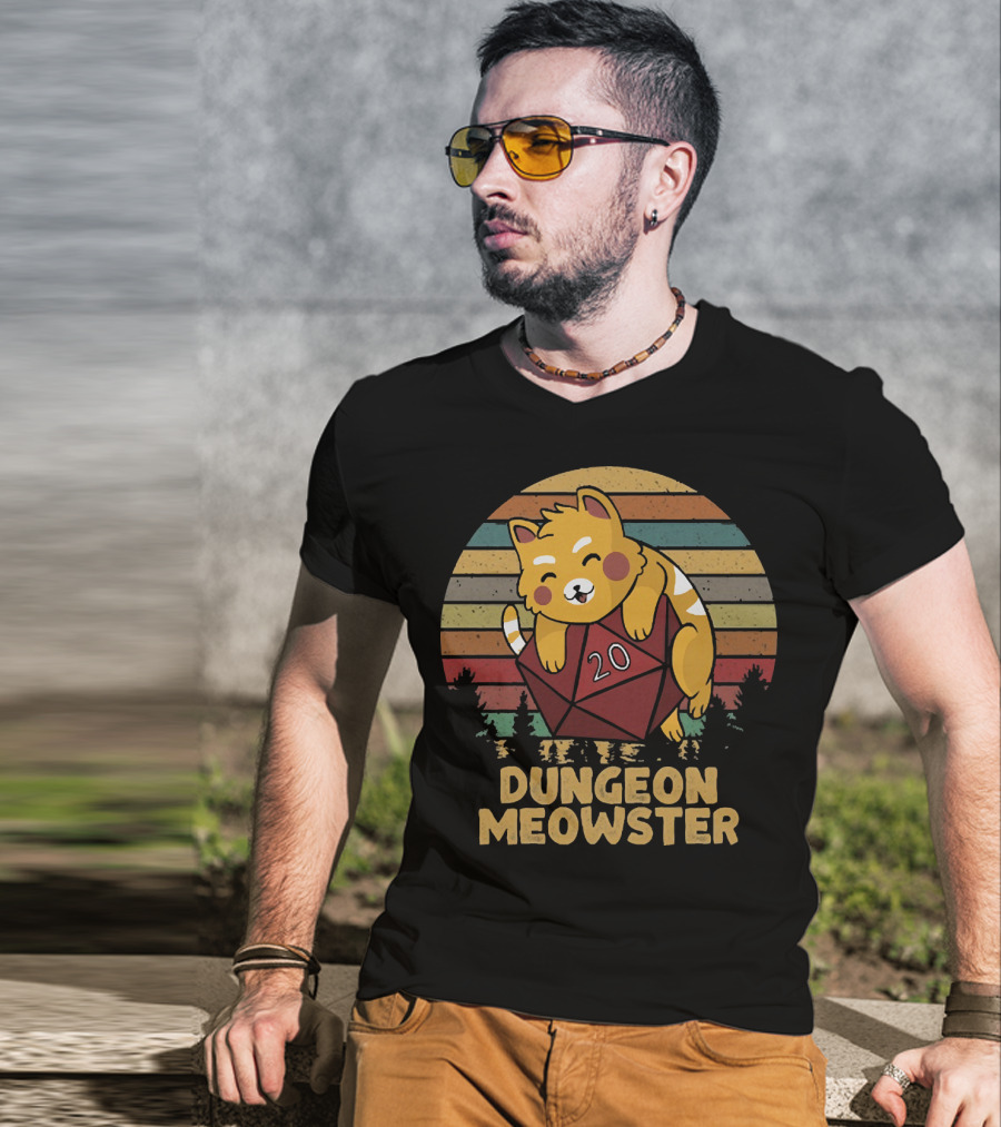 Dungeon Meowster Cat With D20 Dice T-Shirt