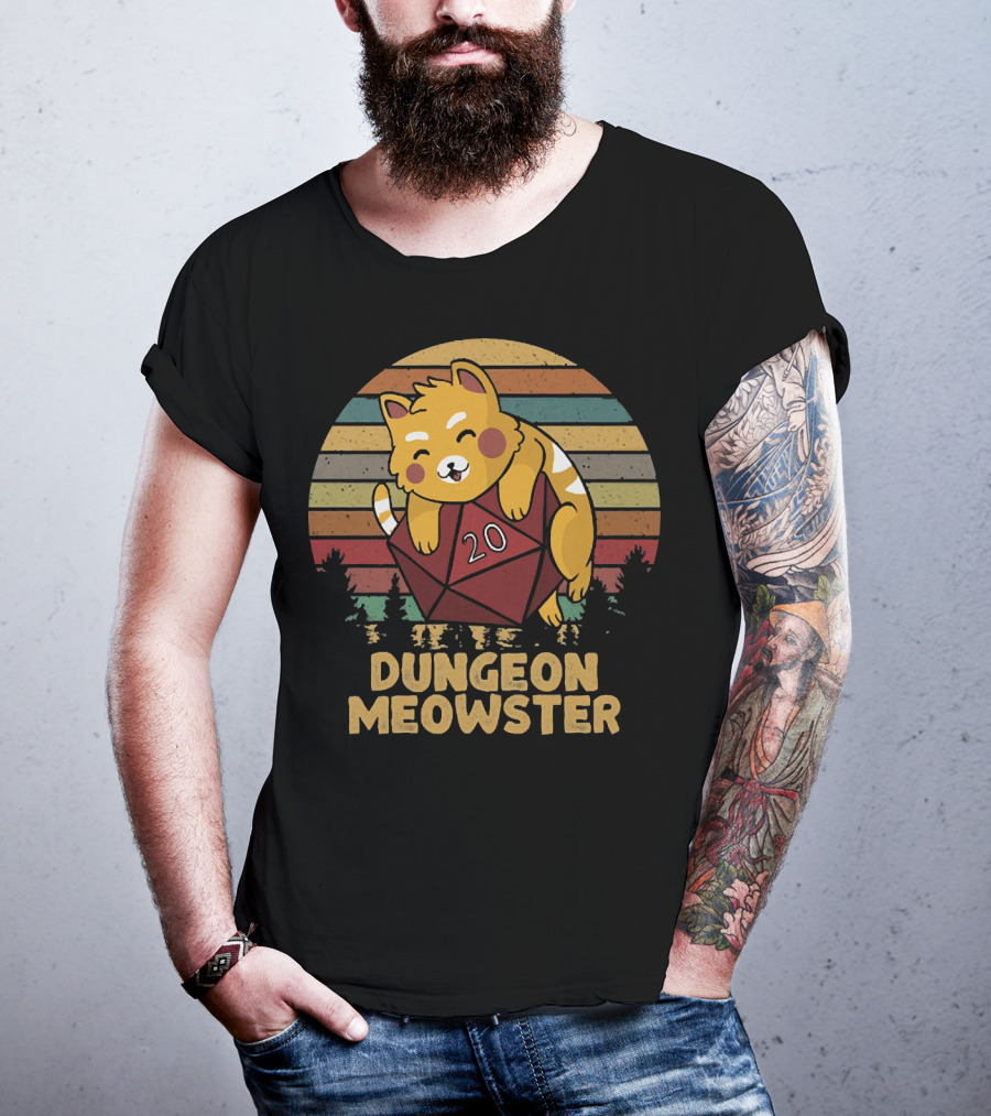 Dungeon Meowster Cat With D20 Dice T-Shirt