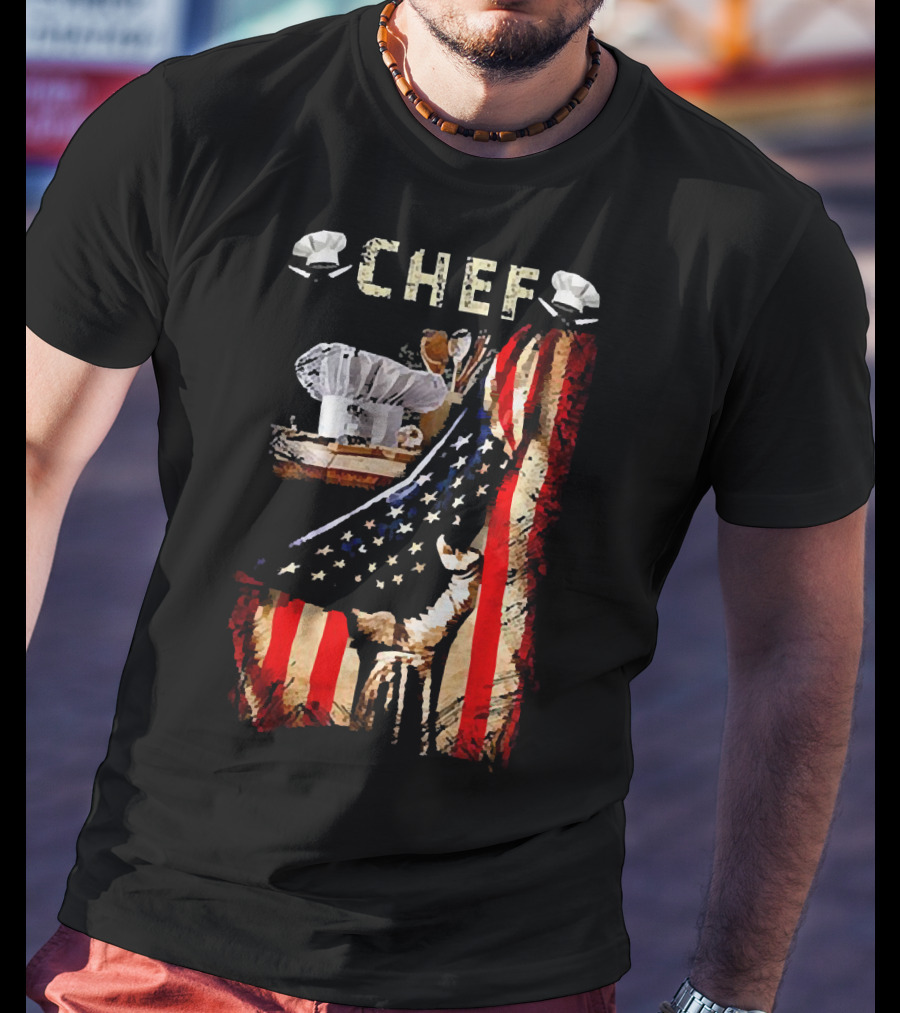 CHEF Proud American Flag Culinary Passion T-Shirt