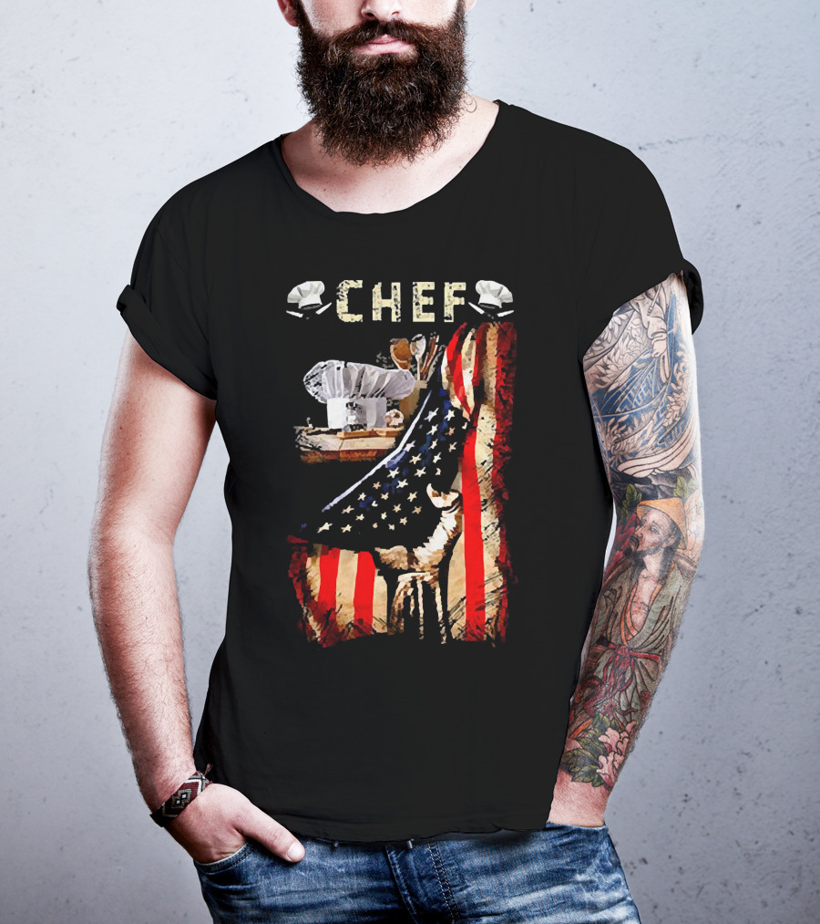 CHEF Proud American Flag Culinary Passion T-Shirt