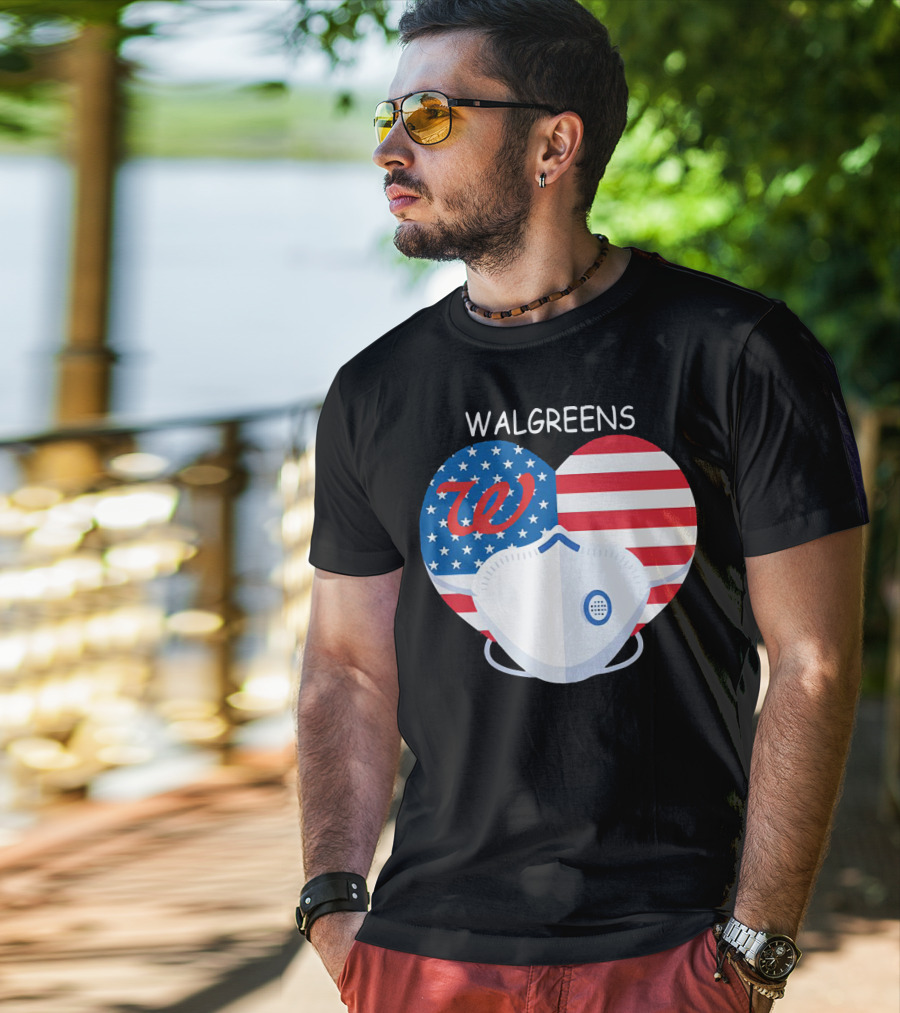 Walgreens Heart American Flag Face Mask T-Shirt