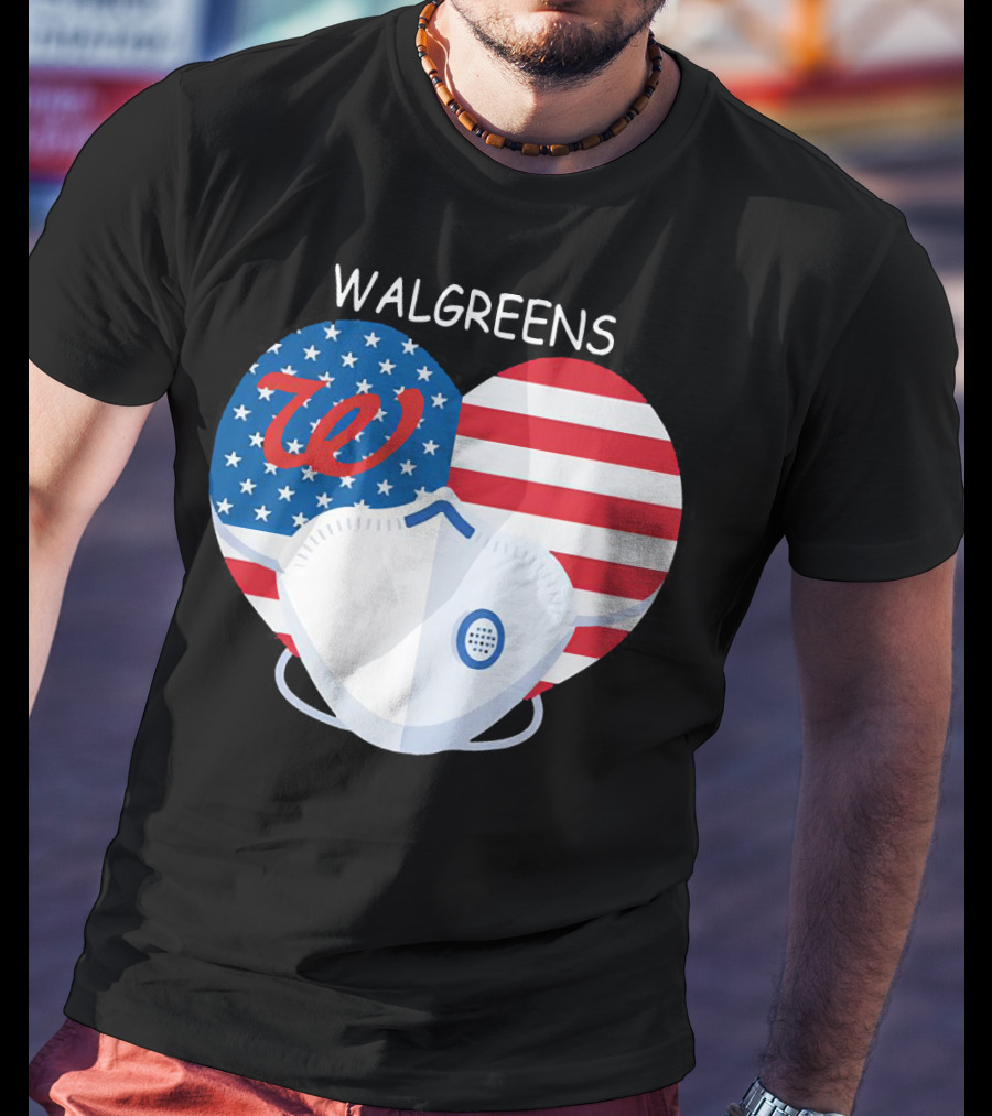 Walgreens Heart American Flag Face Mask T-Shirt