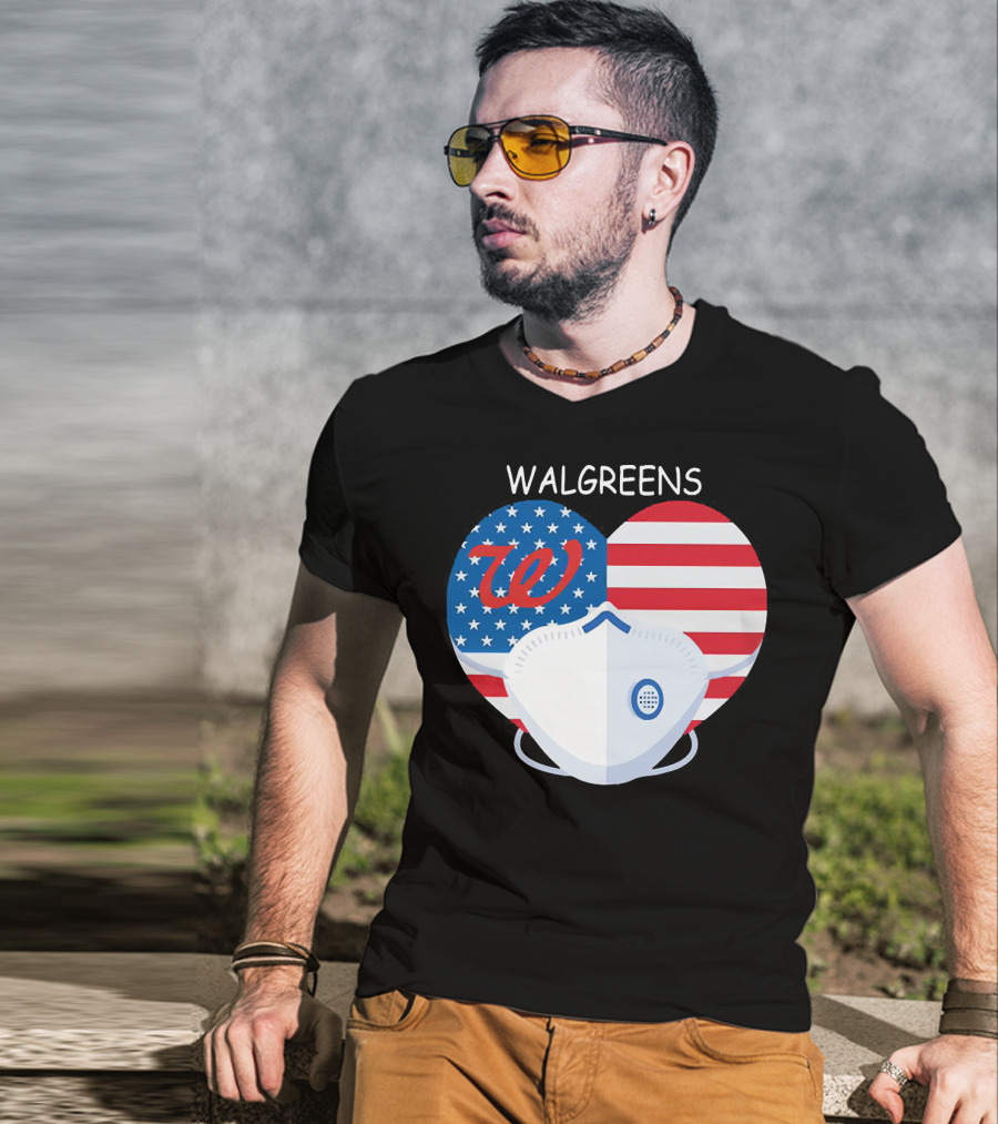 Walgreens Heart American Flag Face Mask T-Shirt