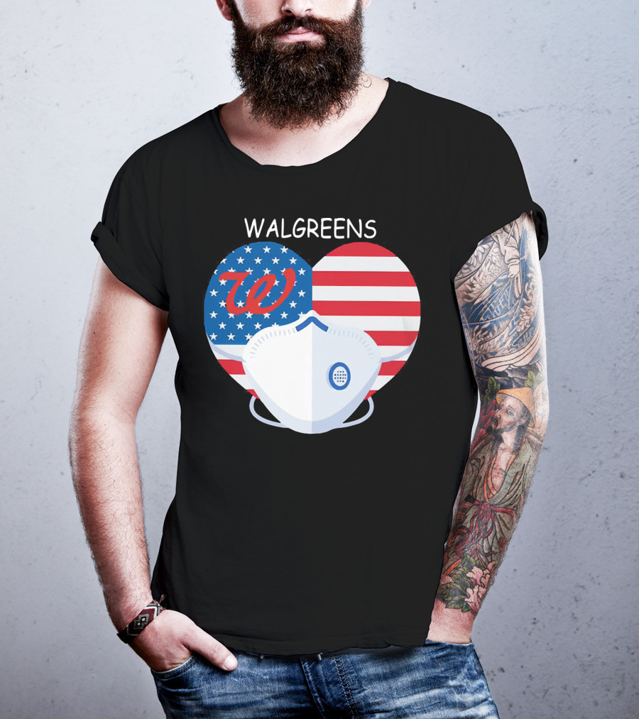 Walgreens Heart American Flag Face Mask T-Shirt
