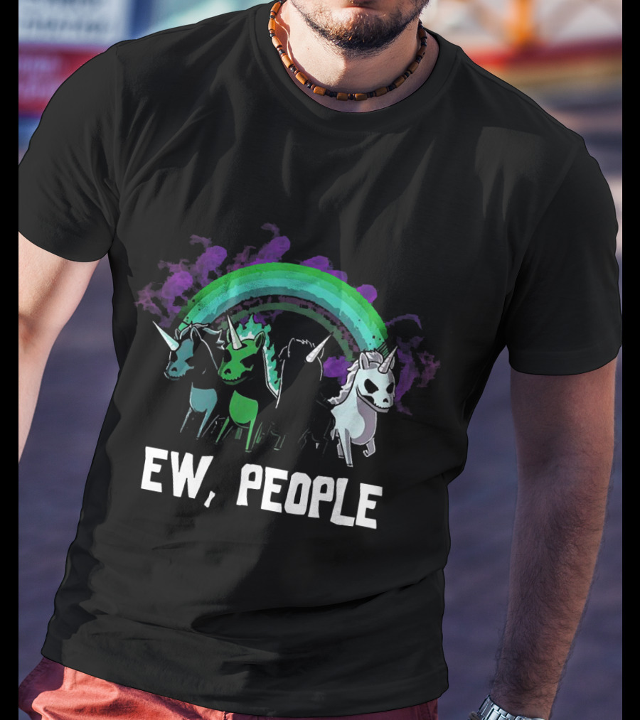 Four Unicorns Of The Apocalypse Ew People Rainbow Skulls T-Shirt