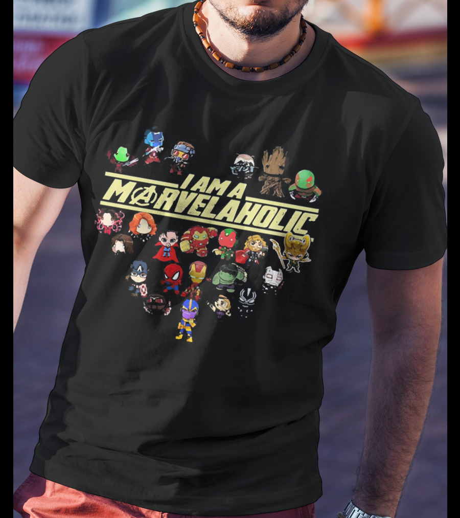 I Am A Marvelaholic Avengers Guardians Of The Galaxy Chibi Characters T-Shirt