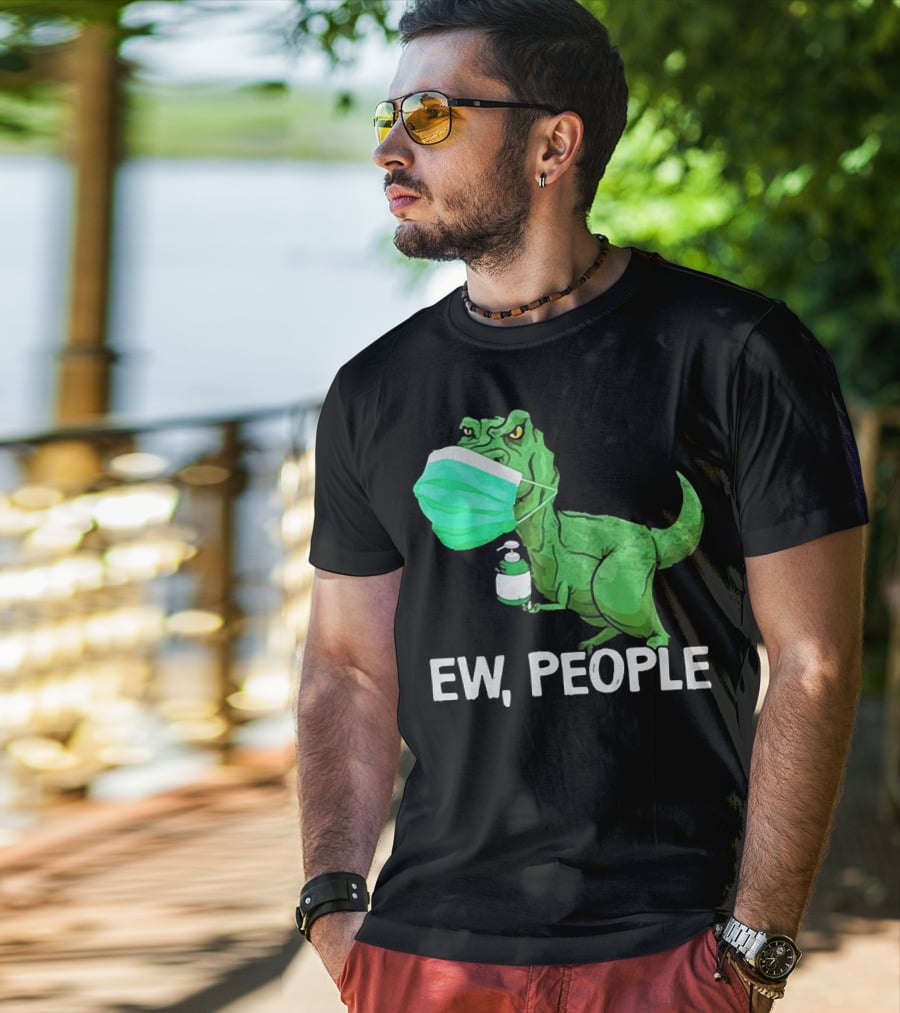 T-Rex Dinosaur Wearing Face Mask Holding Sanitizer Ew People T-Shirt