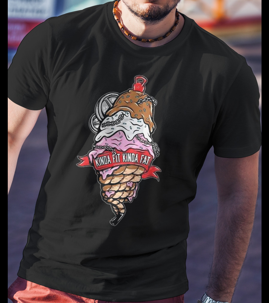 Hafthor Bjornsson Kinda Fit Kinda Fat Ice Cream Weightlifting Chains T-Shirt