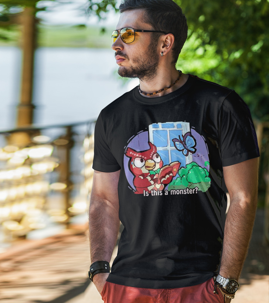 Owl Is This A Monster With Book And Butterfly By Window T-Shirt