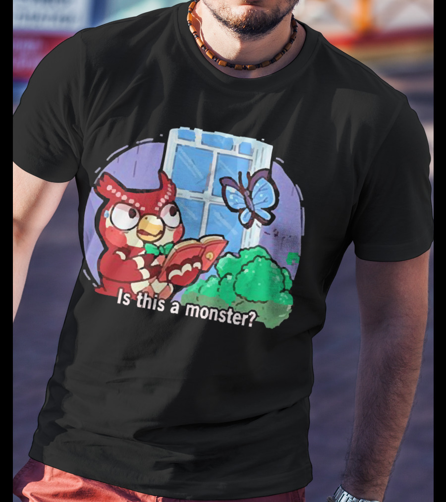 Owl Is This A Monster With Book And Butterfly By Window T-Shirt