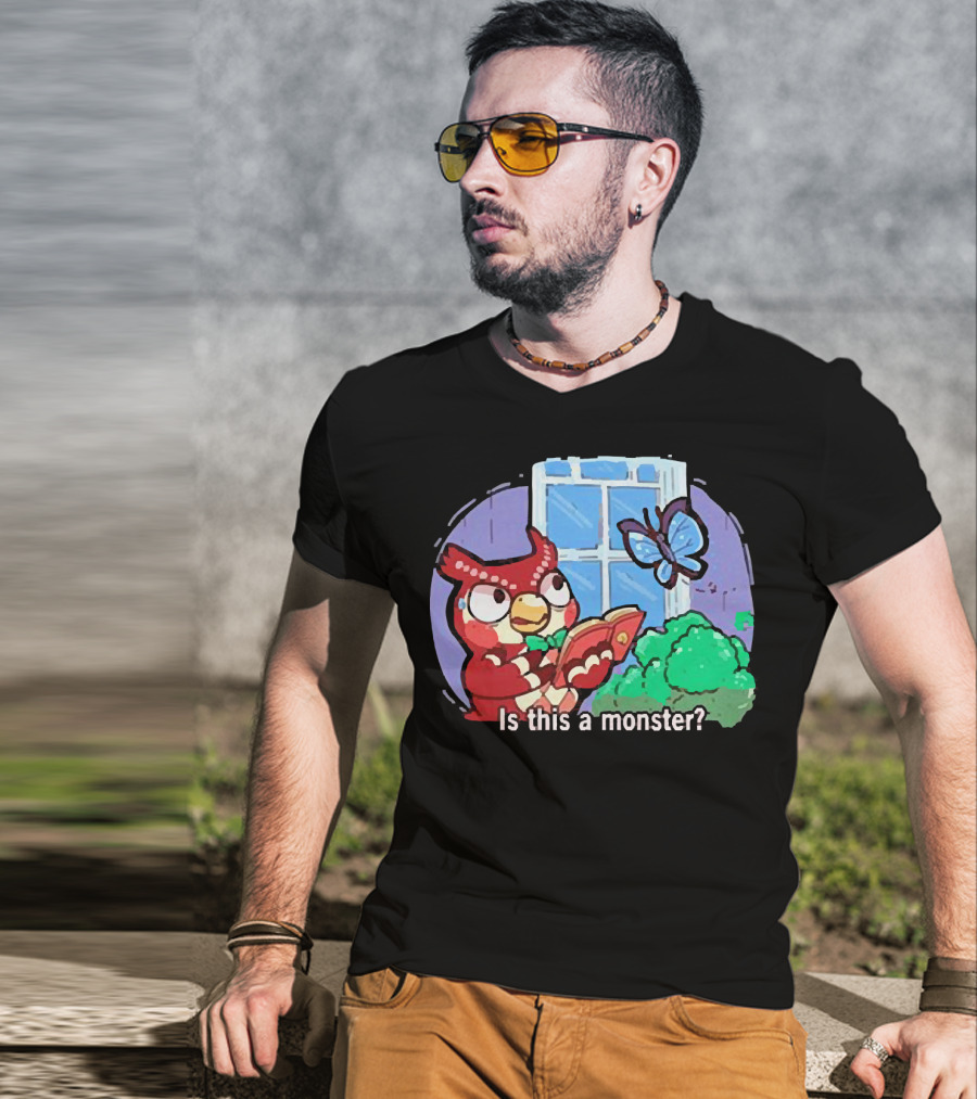 Owl Is This A Monster With Book And Butterfly By Window T-Shirt
