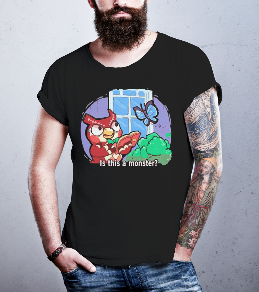 Owl Is This A Monster With Book And Butterfly By Window T-Shirt