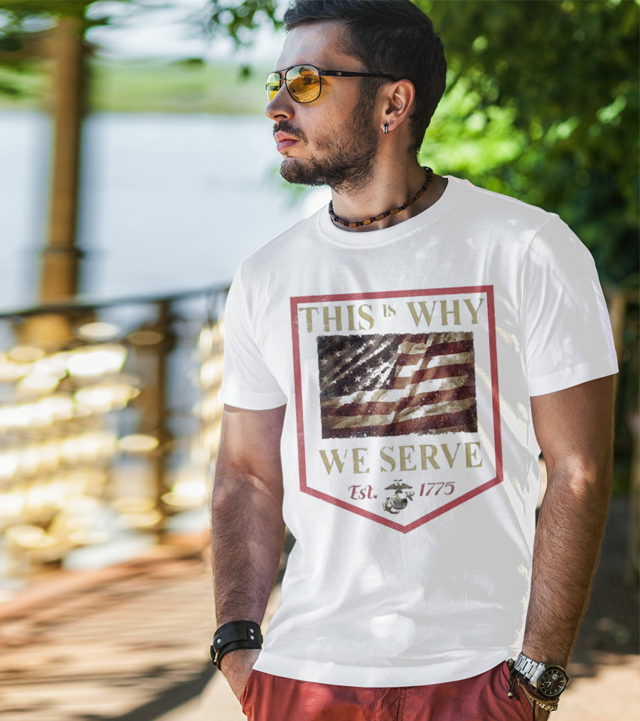 This Is Why We Serve Est 1775 American Flag And Eagle Emblem T-Shirt