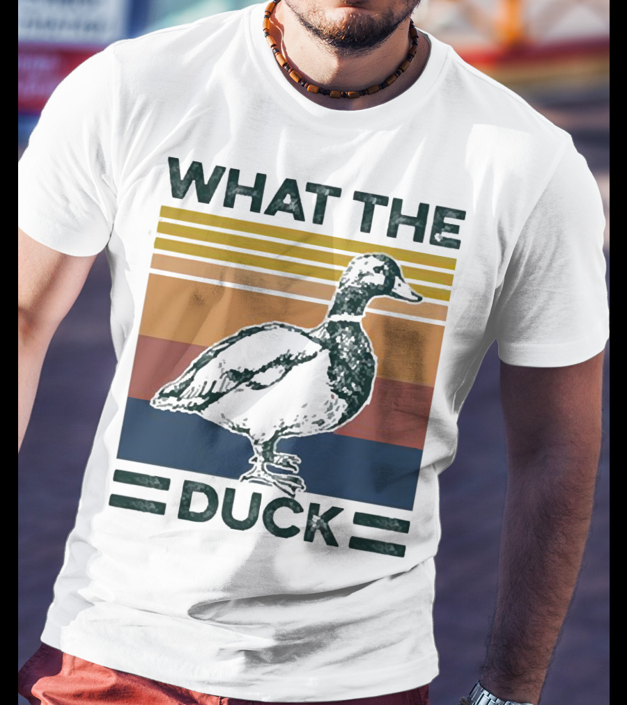 What The Duck Vintage Style Retro Stripes Duck Image T-Shirt