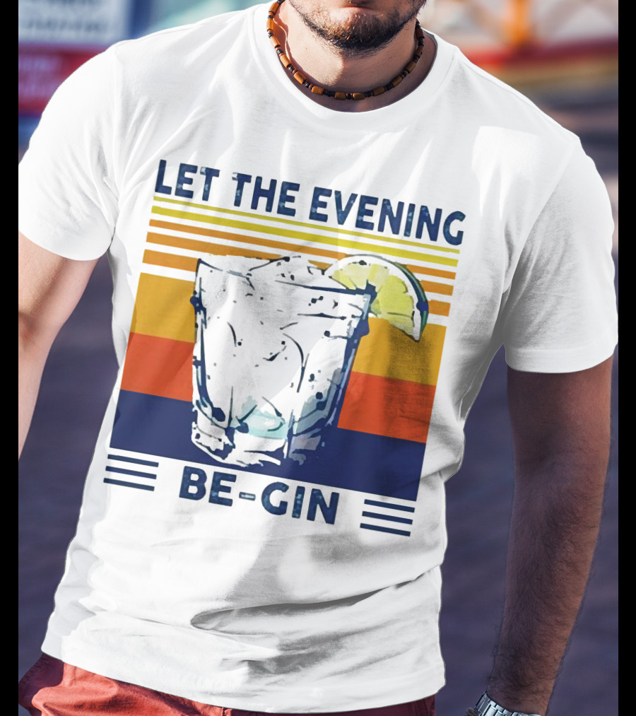 Let The Evening Be-Gin Retro Cocktail Glass And Lime T-Shirt