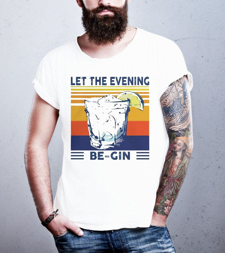 Let The Evening Be-Gin Retro Cocktail Glass And Lime T-Shirt