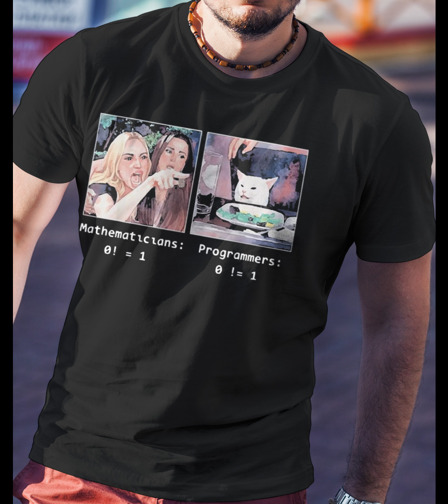Mathematicians 0 = 1 Yelling At Programmers 0 = 1 Meme T-Shirt