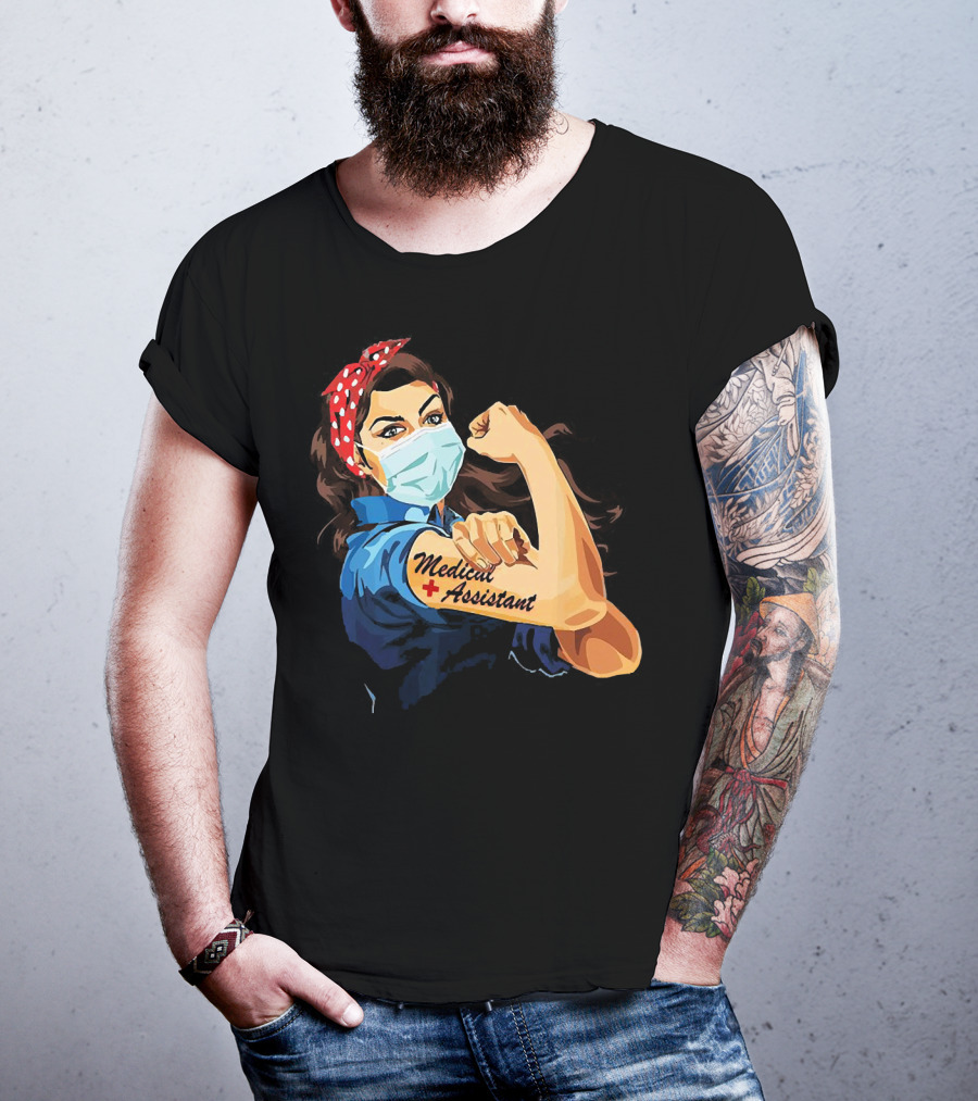 Medical Assistant Strong Woman Face Mask Iconic T-Shirt