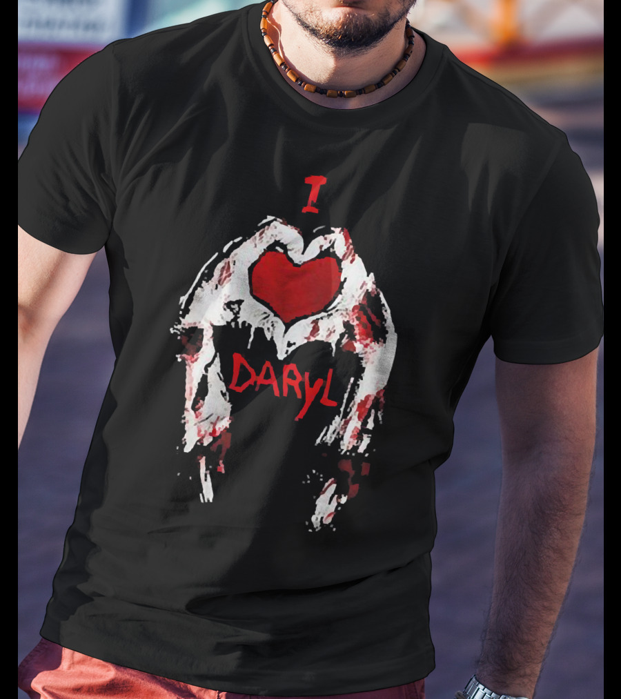 I Love Daryl The Walking Dead Zombie Heart Wings T-Shirt